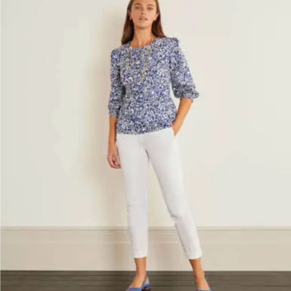 New! BODEN white cotton Fitted daisy  Chino Pants T0493 Women’s M456 Sz 16/18R